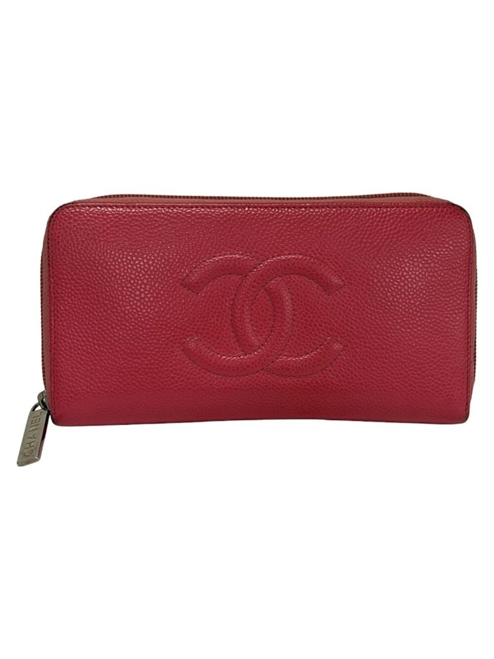Chanel Wallet Pink Zip Around Silver